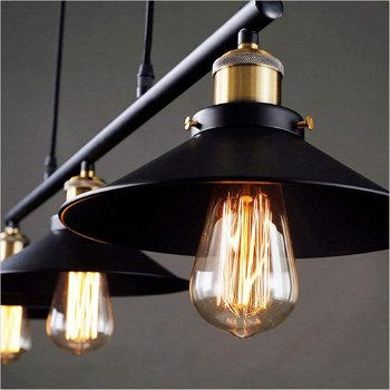 Hanglamp/Plafondlamp 3 delig | Verstelbaar | Retro | max. 150cm | industrieel | Vintage | e27 |Zwart - 3