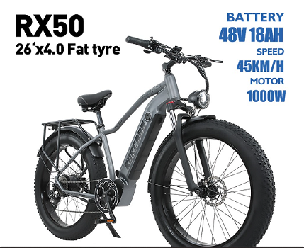 BURCHDA RX50 Electric Bike 26*4.0 Inch Fat Tire 1000W - 0