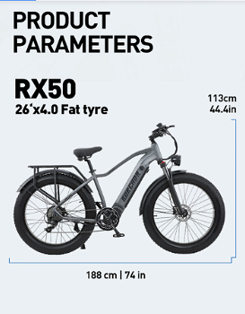 BURCHDA RX50 Electric Bike 26*4.0 Inch Fat Tire 1000W - 5