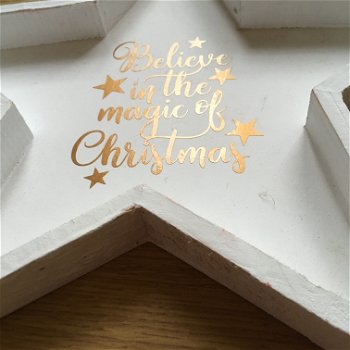 Kerst decoratie houten ster met kerst quote optie 2 - 1