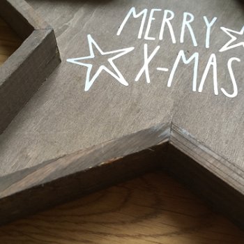 Kerst decoratie houten ster met kerst quote optie 3 - 1