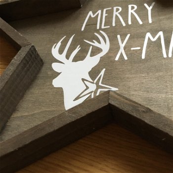 Kerst decoratie houten ster met kerst quote optie 5 - 1