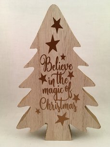 Kerst decoratie Kerstboom van hout met Kerst quote