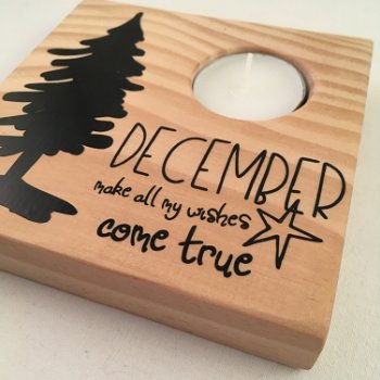 Kerst decoratie tekstbord (hout) met waxinehouder & quote - 2
