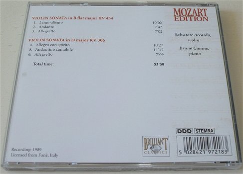 CD *** MOZART *** Violin Sonatas KV 306-454 - 1