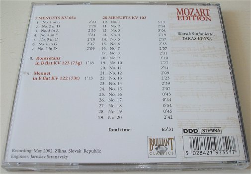 CD *** MOZART *** Dances / Tänze KV 65a-103-122-123 - 1