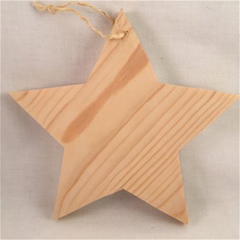 Kerst decoratie houten ster met kerst quote optie 7 - 2