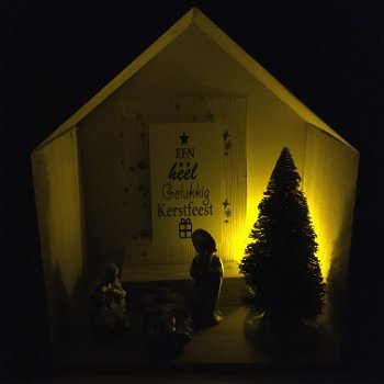 Kerst decoratie houten kerststal (alternatieve versie) - 1