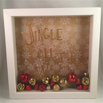 Kerst decoratie 3D box met Kerst quote & jingle bells - 0