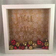 Kerst decoratie 3D box met Kerst quote & jingle bells