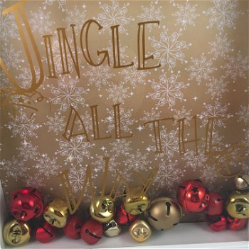 Kerst decoratie 3D box met Kerst quote & jingle bells - 1