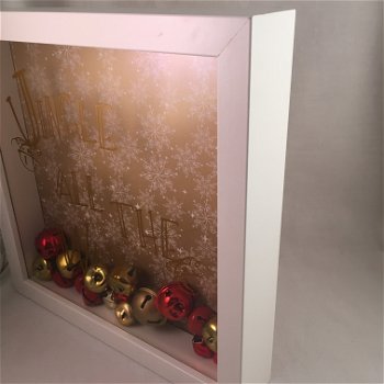 Kerst decoratie 3D box met Kerst quote & jingle bells - 2