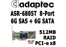 Adaptec ASR-6805T 8-Port 6G SAS SATA 512MB RAID Controller
