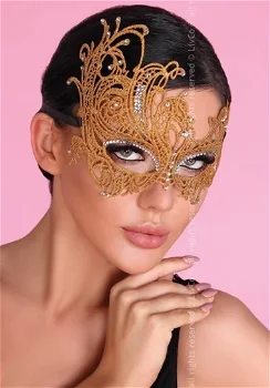 Goudkleurig Masker met Strass Steentjes - 0