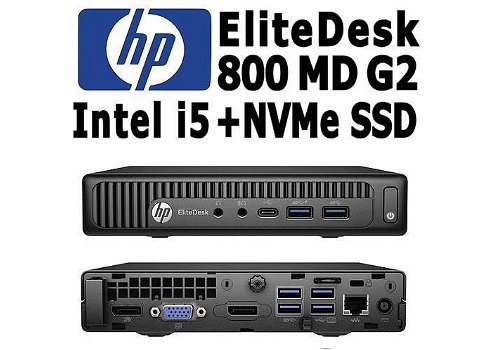 HP EliteDesk 800 MD G2, i5 3.1Ghz, 128GB NVMe SSD, 8GB, W10 - 1