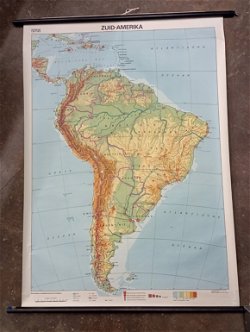 grote landkaart / schoolkaart Zuid-Amerika