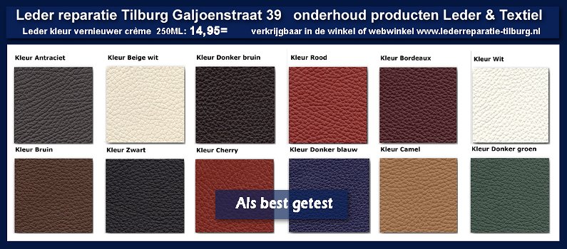 Leder Kleur vernieuwer in vele kleuren leer creme verkrijgbaar: jaljoenstraat 39 Tilburg - 0