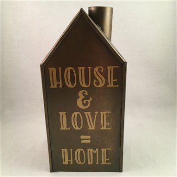 Decoratief huisje (blik/zink) House + Love = Home optie 1 - 0