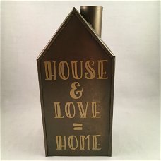 Decoratief huisje (blik/zink) House + Love = Home optie 1