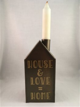 Decoratief huisje (blik/zink) House + Love = Home optie 1 - 3