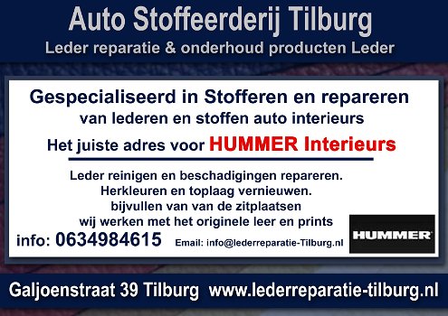 Hummer interieur stoffeerderij en Leer reparatie Tilburg Galjoenstraat 39 - 0