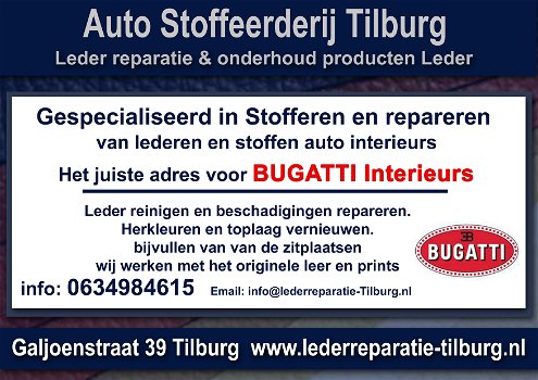 Bugatti interieur stoffeerderij en Leer reparatie Tilburg Galjoenstraat 39 - 0