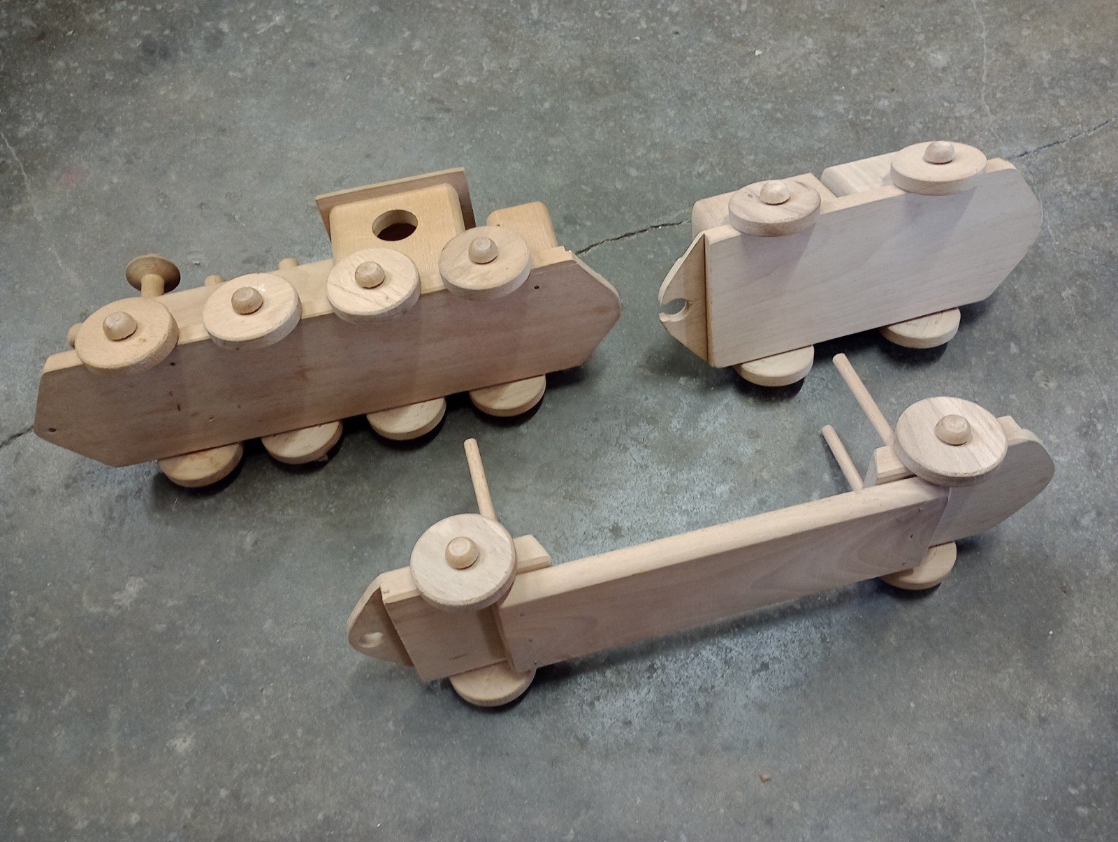 Grote houten trein 3 delen - Afbeelding 5