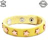 Lederen armband YELLOW met roze gouden ster studs - 0 - Thumbnail