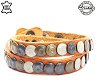 Lederen armband LIGHTBROWN unisex met ronde studs - 0 - Thumbnail