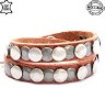 Lederen armband HAZELBROWN unisex met ronde studs - 0 - Thumbnail