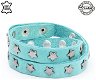 Lederen armband LIGHT BLUE met lichte ster studs - 0 - Thumbnail