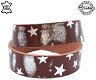 Lederen armband BROWN breed met sterren - 0 - Thumbnail