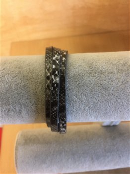 Wikkelarmband slangenprint zwart - 0