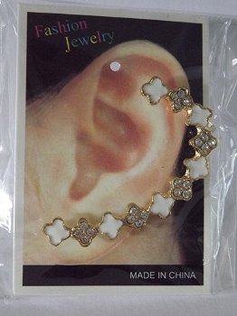 Earcuff bloem strass wit - 0