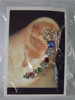 Earcuff gemengde kleuren en strass - 0