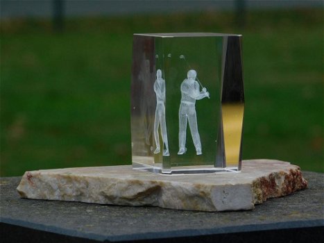 golf beeld in glas , 3d - 0