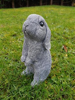 konijn , stenen tuinbeeld ,staand konijn - 4