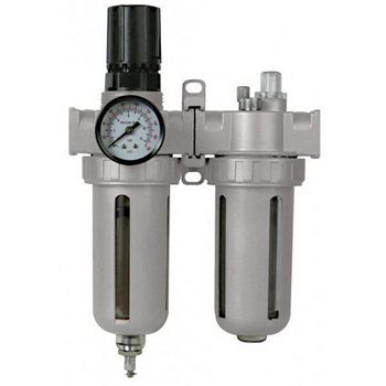 Pneumatische drukregelaar met water afscheider en olievernevelaar 1 t/m 10 bar regelbaar - 0