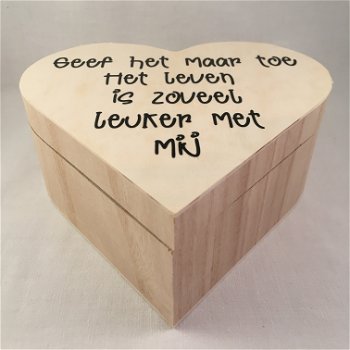 Valentijnsdag houten doos hart & quote over de liefde adv 3 - 1