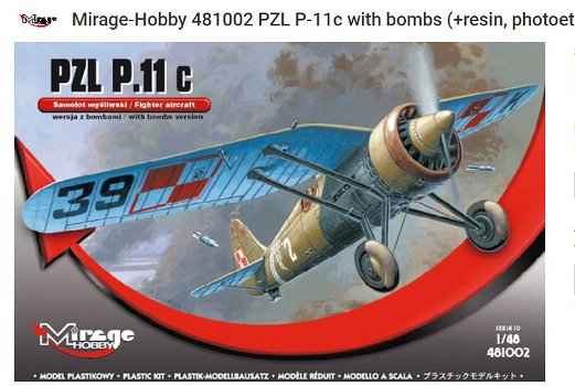 Mirage-Hobby 481002 PZL P-11c with bombs (+resin, photoetch) - 0