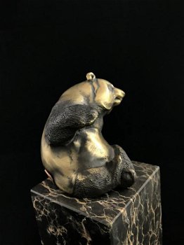 brons beeld van een panda,panda, kado - 1