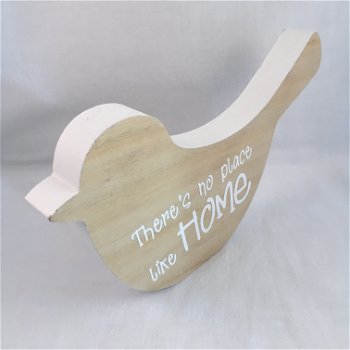 Decoratie vogel tekstbord (hout) There's no place like home - 2