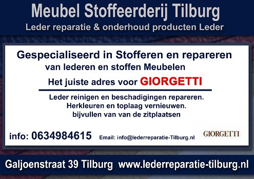Giorgetti Leder reparatie en Stoffeerderij Tilburg Galjoenstraat 39 - 0