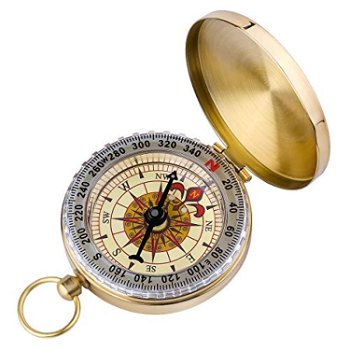 Zakkompas, waterdicht messing kompas, met lichtgevende cijfers - 0