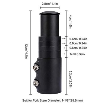 Fietsstuurpen Riser, stuurverhoging voor wielrennen, Bike Stem Extender voor 28,6 mm 1 1/8 inch - 1