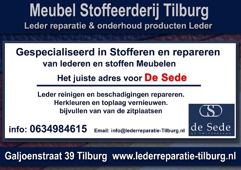 DE SEDE Leder reparatie en Stoffeerderij Zitmeubelen Tilburg Galjoenstraat 39 - 0