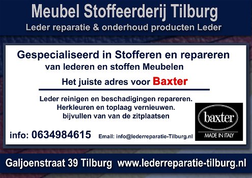 Baxter Leder reparatie en Stoffeerderij Zitmeubelen Tilburg Galjoenstraat 39 - 0