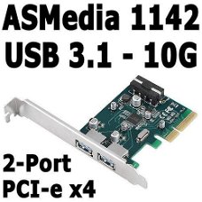 USB 3.1 2-Port PCI-e x4 Host Controller | 10G | ASMedia 1142