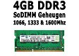 4GB DDR3 SoDIMM Laptop Geheugen | 1066-1600Mhz | PC & Apple - 0 - Thumbnail