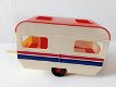 Oranje witte mini caravan - 3 - Thumbnail
